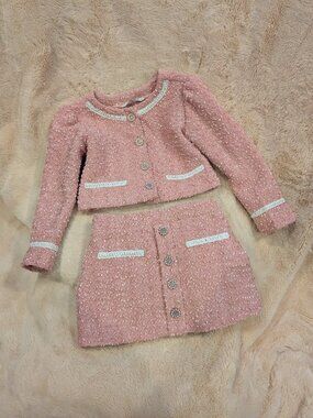 Girls Pink Tweed 2 piece set